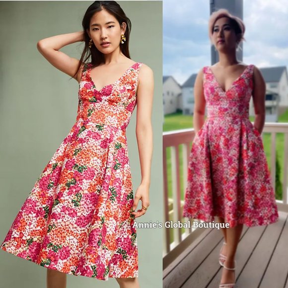 NWT, Anthropologie Monique Lhuillier Riona Embroidered Dress - Picture 2 of 16